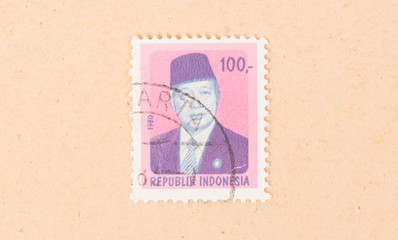 INDONESIA - CIRCA 1980: A stamp printed in Indonesia shows president Soekarno, circa 1980