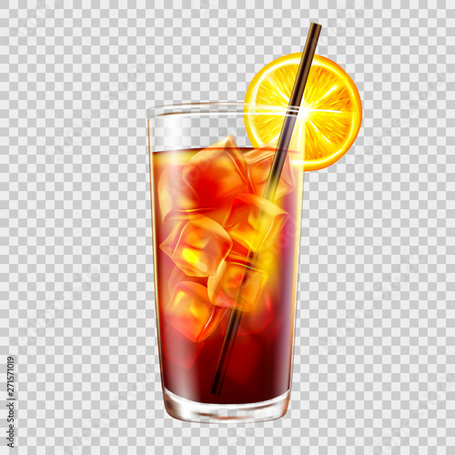 Cocktail In A Glass With A Straw On Background Of