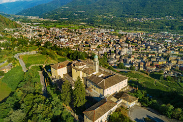 Fototapeta na wymiar Sondrio - Valtellina (IT) - Vista aerea di Sondrio e del Convento di S. Lorenzo