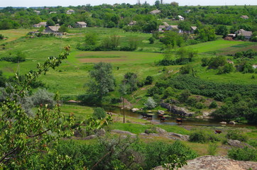Ukrainian rural landscape.  landscape park Granite-steppe lands of Buh