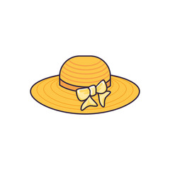 summer hat female wicker isolated icon