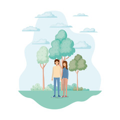 Woman and man in the park design