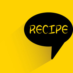 recipe word in speech bubble on yellow background
