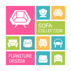 sofa icons in colorful background