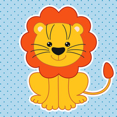 Funny little lion cub. Educational game for children. Cartoon vector illustration