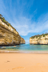 View of the Loch Ard Gorge in Port Campbell, Victoria, Australia. Vertical.