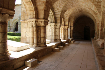 Cloister of the Saint-Vincent abbey in Nieul-sur-l'Autise (france)