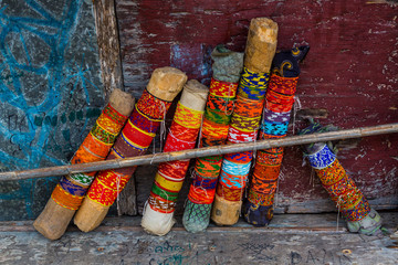 Kuna bracelets, Carti Island, San Blas Archipelago, Kuna Yala Region, Panama, Central America, America