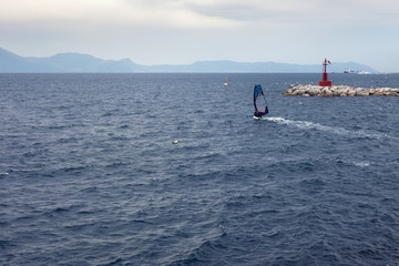 View of the bkue water of Gulf of Naples. The Gulf located along the south-western coast of Italy...