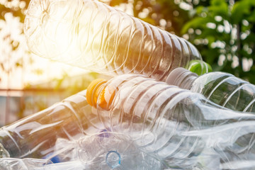 plastic bottles for recycling background concept
