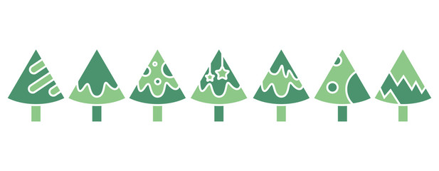 Obraz premium green Christmas tree set isolated on white