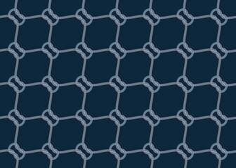 Vector rope, fishing net, seamless. Blue background.