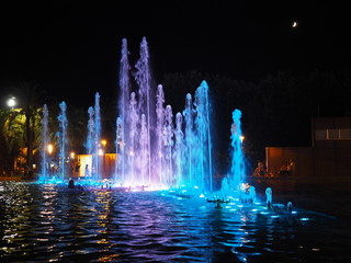 Obraz premium Musical fountains at night in Salou, Spain.