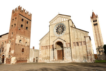 Basilica of San Zeno isolated on white background (X-XI century) masterpiece of Romanesque...