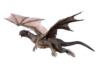 3D Rendering Fairy Tale Dragon on White