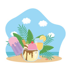 Summer and vacation icon set design