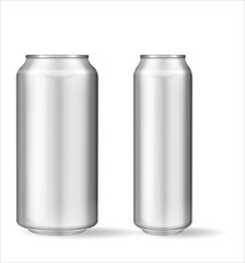 Realistic aluminum can on white background
