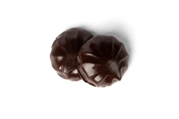 Chocolate marshmallow isolated on white background.