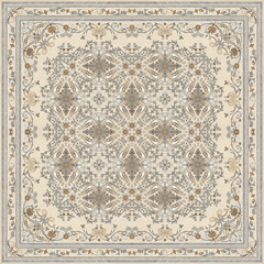 Carpet Texture, abstract ornament. Modern and trendy ancient motifs carpet, rug, flooring pattern design. Abstract retro texture. Fabric, Wallpaper, Wrapping. Raster illustration.