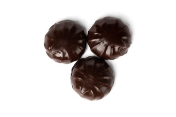 Chocolate marshmallow isolated on white background.