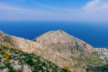 Beautiful view of mountains at sea resort
