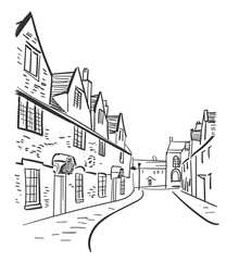 vector sketch illustration European city Edinburgh watercolor