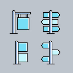 street guidepost and signage set