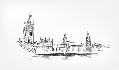 Fototapeta premium sketch vector illustration London line minochrome isolated