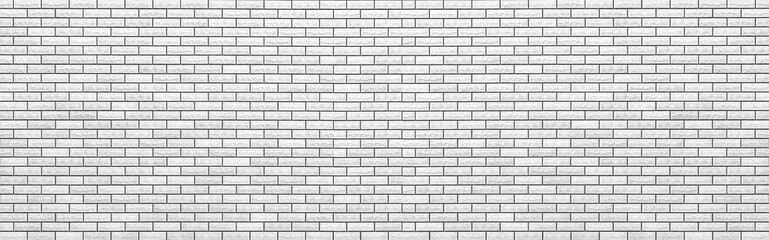 Fototapeta na wymiar Panorama of White brick stone wall texture and seamless background