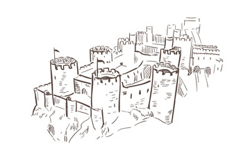 line art isolated Conwy castle vector sketch