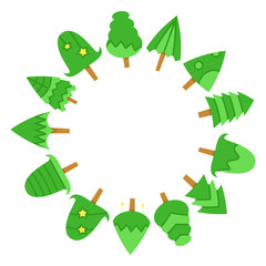 green Christmas tree with center blank circle shape on white background