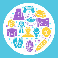 Virtual reality concept banner in flat style