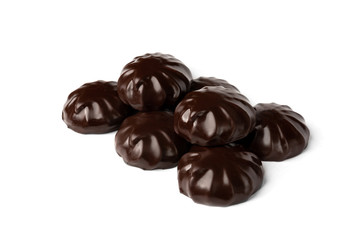 Chocolate marshmallow isolated on white background.