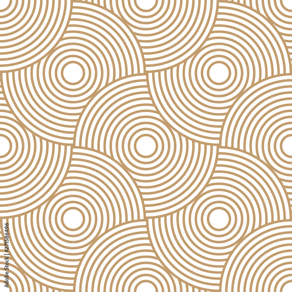 Poster Abstract retro pattern of geometric shapes. Golden mosaic backdrop. Geometric wave of circles  background, vector