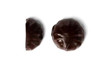 Chocolate marshmallow isolated on white background.