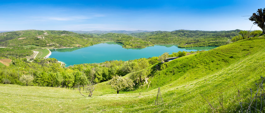 View to drinking reservoir lake Butoniga in Istria in Croatia