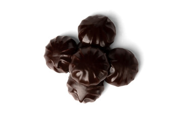 Chocolate marshmallow isolated on white background.