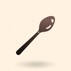 Vector Black Silhouette Icon - Single Spoon