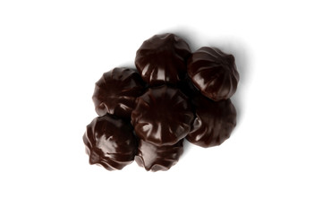 Chocolate marshmallow isolated on white background.