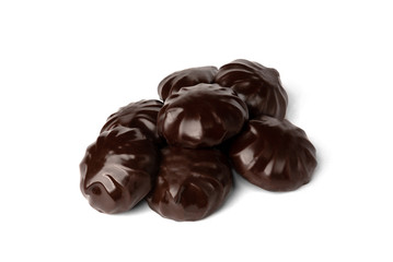 Chocolate marshmallow isolated on white background.