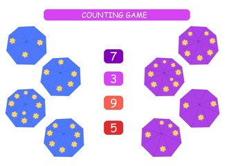 Count and match - worksheet for kids. Educational and mathematical game for kindergarten and preschool.