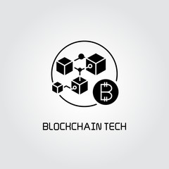 Fototapeta premium connected cube or block for blockchain concept icon