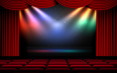 colorful light of spotlight on the stage