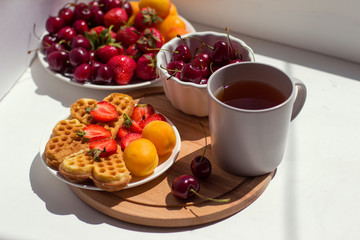 breakfast with fresh fruits and berries