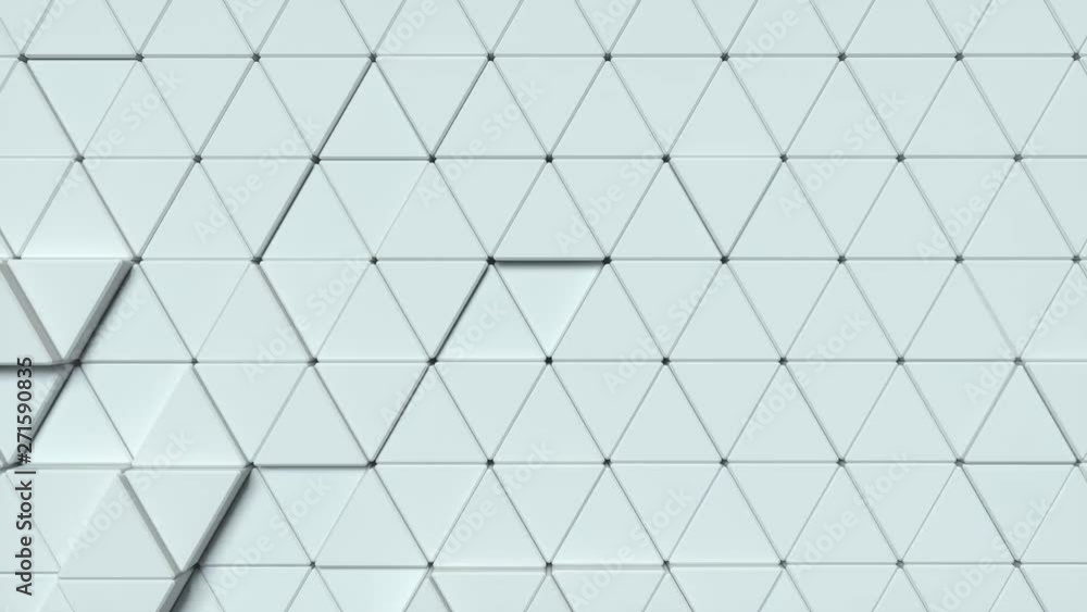 Poster abstract background with white moving triangle shapes. geometric footage with abstract wave effect. 