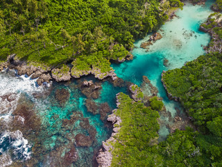 The Blue Lagoon from drone, Port Vila, Efate, Vanuatu