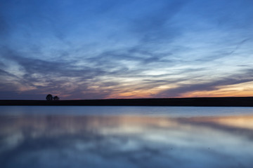 orange sunset over the river