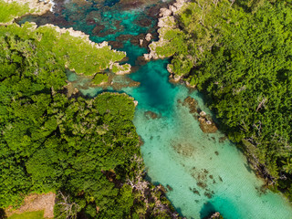 The Blue Lagoon from drone, Port Vila, Efate, Vanuatu