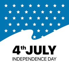 Big flag on white background with Independence Day stars. Flat vector patriotic 4th of July illustration greetings card