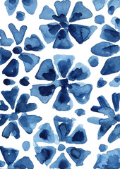 Indigo navy blue pattern abstract grunge and splash watercolor beautiful shibori tie dye paint Texture decoration on white background - 271591868